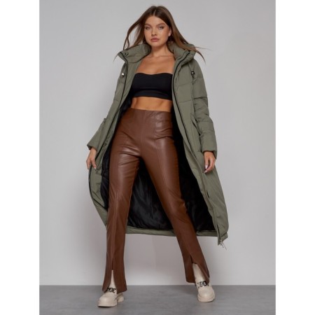 Coat insulated winter female, size 42, green color-11