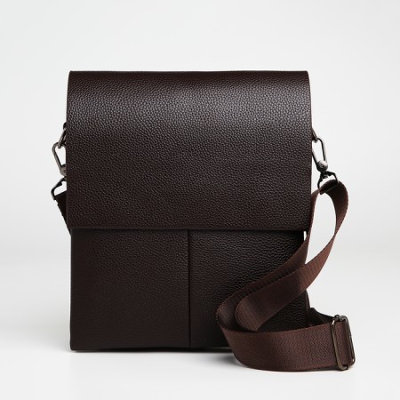 Men's bag over the shoulder, Textura, external pocket, brown color-2