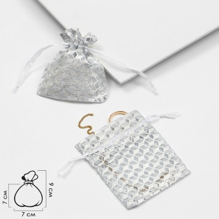 Gift bag "Geometry", 7 × 9, white color with silver-1