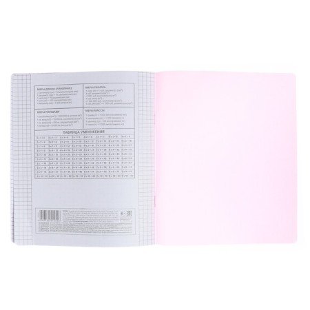 Notebook 12 sheets in a pink cage, plastic cover, block 65 g/m2-3