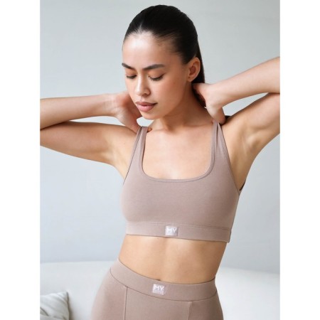 Female top on wide straps Mirey, size 48, brown color