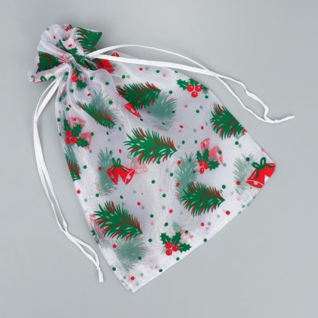 Bag gift organza "Christmas trees", 16 x 24 cm +/- 1.5 cm, new year-3