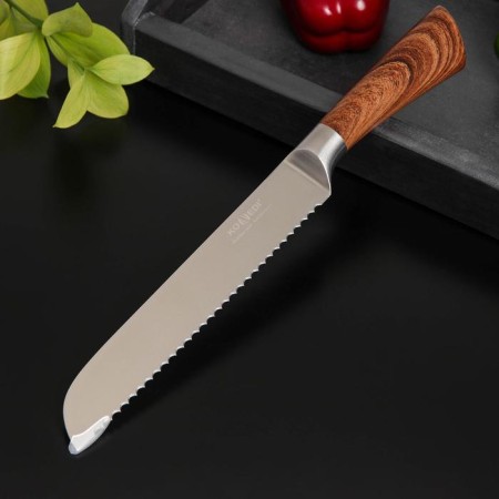 Bread knife Forest, blade 20 cm, brown color-3