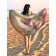 Pareo and beach rug "Morning with tulips", d = 150 cm