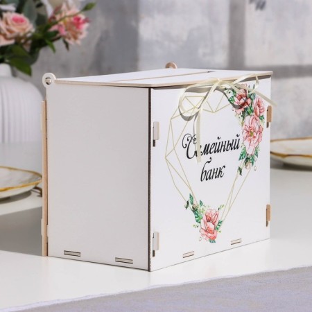 Family bank "delicate flowers", 21.5 x 13.5 x 17.5cm, MDF-1