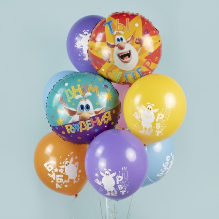 Foil ball 18 "Buba. Happy Birthday", Circle-1