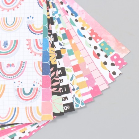 A set of scrapbooking paper 12 sheets 12 Summer Mood projects 160 grams 15.2x15.2 cm-1