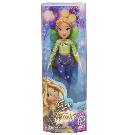 Winx Club "Flora" hinge doll in jeans with wings, 24 cm