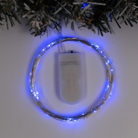 Garland "thread" 5 m dew, ip20, silver thread, 50 LED, glow blue, CR2032x2