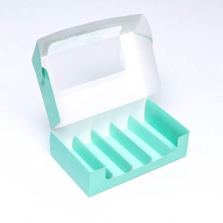 Folding box with a window under 5 eclairs green, 25 x 15 x 6.6 cm-3