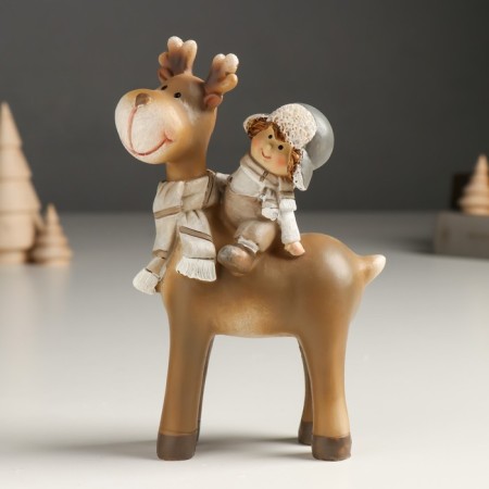 Souvenir Polystone "Baby in a hat-earmeling hat on the elk" Bezh 6x11x14 cm-1