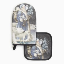 Set of kitchen. Ethel Moments of winter mittens 15x28cm, 19x19cm tack, 100%HL
