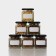 A set of glass cans with a black lid and label, TO-82, 0.39 L, 6 pcs