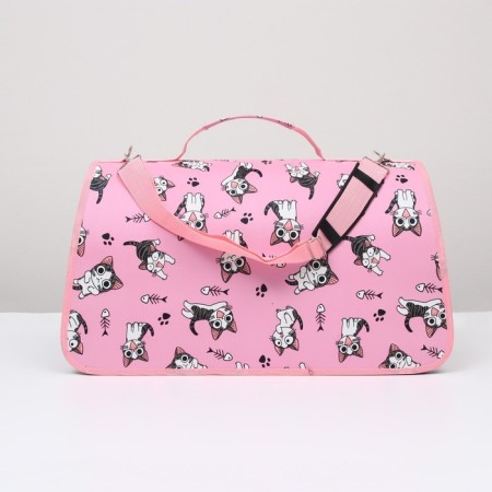 Bag - Animal Carrying "Playing Catcams", Pink, Size L, 53 x 21 x 29 cm-2