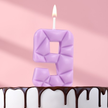 Candle for the cake "ice", number "9", lilac