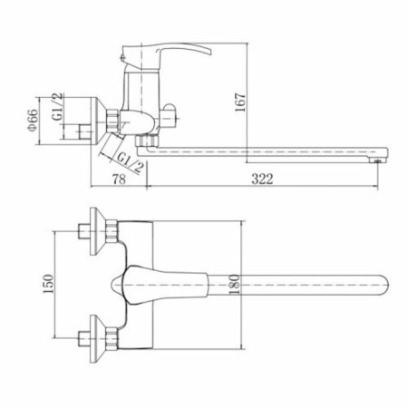 Fashun A2270 bath mixer, one -leaf, pour 320 mm, with a shower set, chrome-1