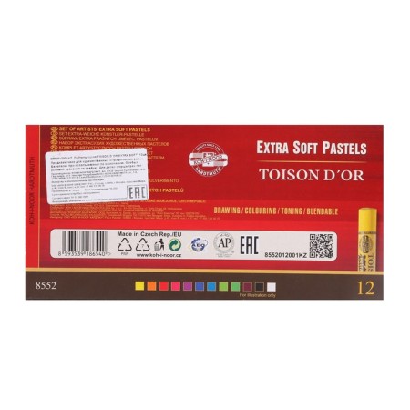 Pastel dry 12 colors, Extra Soft Koh-I-Noor 8552 Toison D`or, cardboard packaging-5