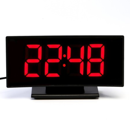 Clock - Electronic desk alarm clock: thermometer, calendar, 17 x 9.5 cm, 3AAA, USB-1