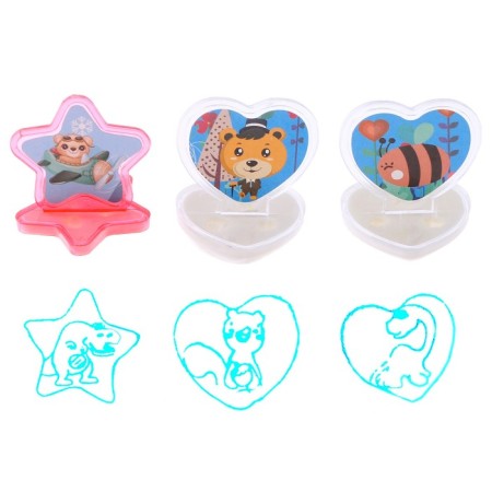 Printing color "animals", set of 3 pcs., Film-flip with 2 nozzles, stamp pillow-2