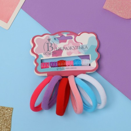 Hair set "Shepherd" (6 elastic bands, 6 crabs) Mahrushka mix