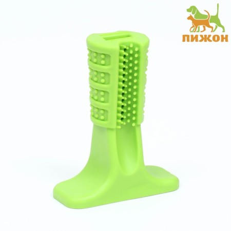 A toy for dogs with a hole for the toothpaste "Toothbrush" 12.5 cm, green