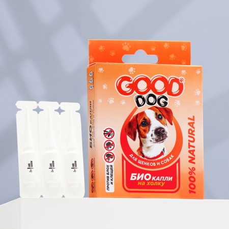 Bio drops Good Dog for puppies and dogs from fleas and ticks, 3 x 2ml
