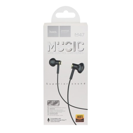 Hoco M47 headphones, wired, inserts, microphone, 3.5 mm, 1.2 m, black-6