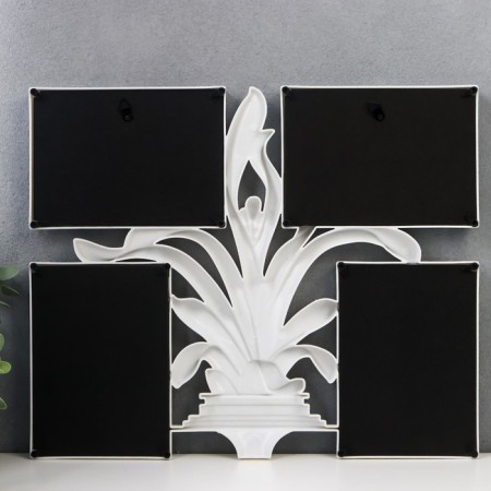 Photo frame plastic in 4 photos 10x15 cm "Blooming Pandanus" White 40x33.5 cm-2