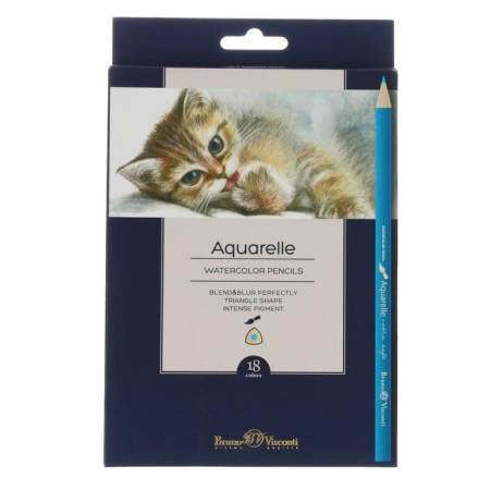 Pencils of watercolor 18 colors BrunovisConti Aquarelle, three -sided-3