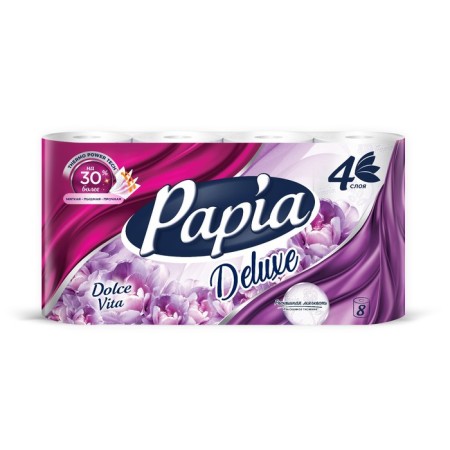 Papia Deluxe Dolce Vita toilet paper, 4 layers, 8 rolls