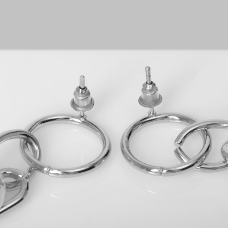 Earrings Metal "Trend" Ring with a ball, Color silver-1