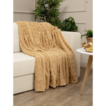 Texrepublic blanket, size 200x220 cm, ocher color