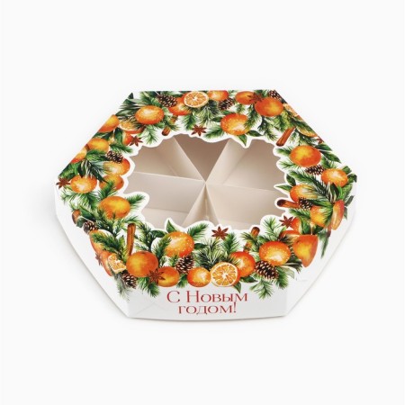 Folding box "Mandarinchiki", 23 x 23x 4 cm, new year-1