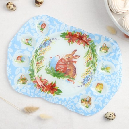 Glass stand for the eggs of the festive rabbit, 37 × 24.5 cm, 8 cells