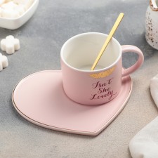 Tea couple ceramic with a spoon 