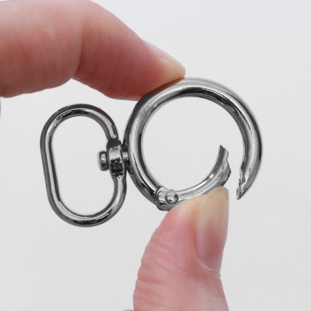 Karabin ring, 43 mm, d = 27/19 mm, thickness - 4.5 mm, with a mount of 20 × 3 mm, 5 pcs, silver color-2