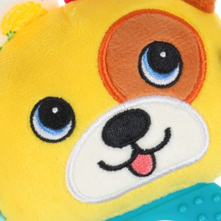 The rattle is soft with the teether "dog", I crush me-5