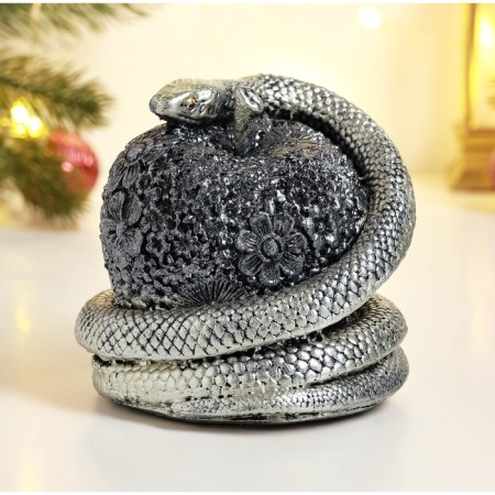 Pig a piggy bank "Snake on the apple" silver, 10x11cm