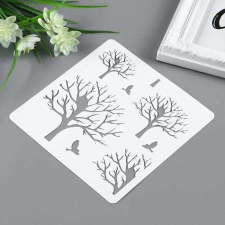Stencil plastic "Trees" 15x15 cm-1