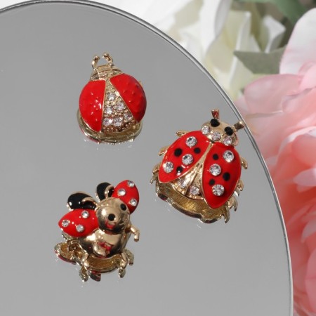 Brooch "God's Layer" form mix, red-black color in gold (indivisible packing 12 pcs., Price per pcs.)-1
