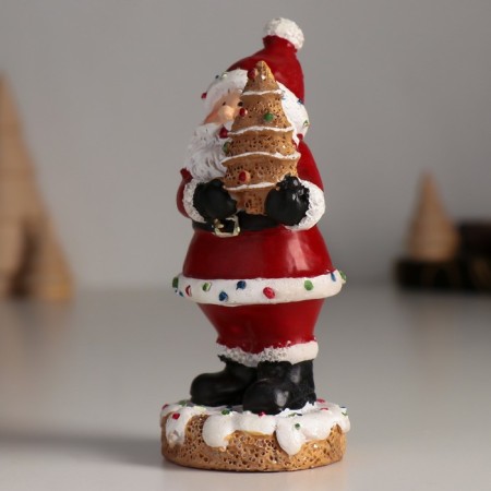 Polystone souvenir "Santa Claus with a gingerbread Christmas tree" 4.5x4.5x10.5 cm-3