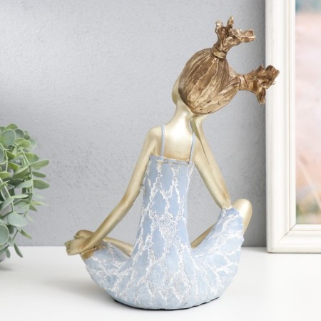 Souvenir Polystone "Baby with two tails" white-gold 21x13.5x26 cm-2