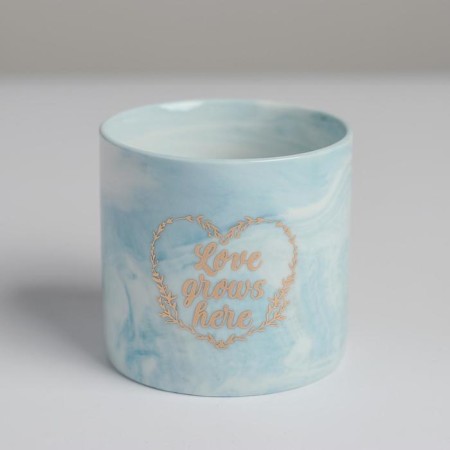 Kashpo ceramic with embossing, pot “Grow”, 8 x 7.5 cm-3