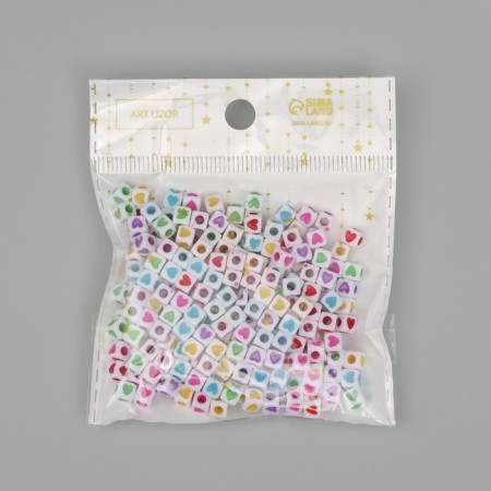 Beads for creativity plastic "Cuba Color Hearts" set 20 grams 0.4x0.4 cm-3