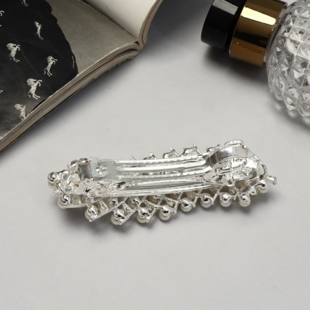 Hair hair clip "Hege" sheet, 8.5 cm, silver-white-1