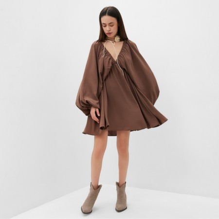 Women's dress MIST with a deep neckline river. 42, brown-1