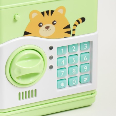 Piggy bank Plastic "Safe. Tigerok" Coded Castle, sound AA Green 13x12x19-4