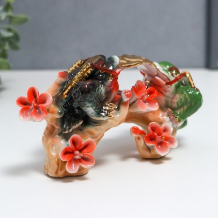 NECC Ceramics "Two toads on the Sakura branch" 8x6.5x16 cm-1