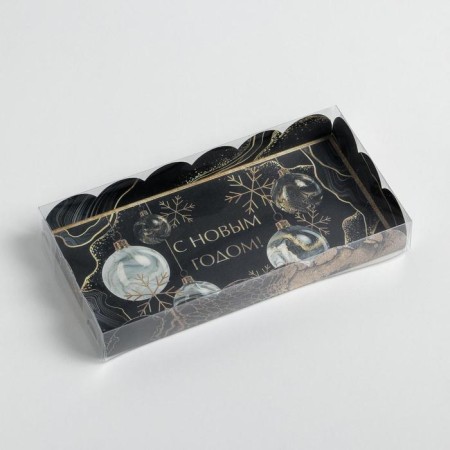 Box for confectionery with PVC lid "Snowflake", 10.5 x 21 x 3 cm, new year-1