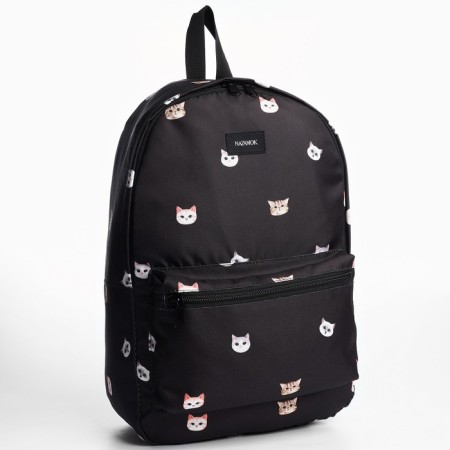 School Textile Backpack "Cats", 42x14x28 cm, black color-2